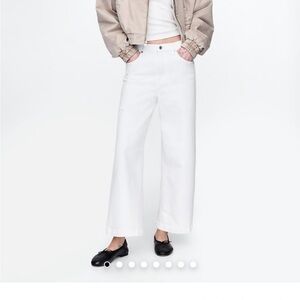 GAP Women's White Wide Leg Jeans high rise stride ankle EUC